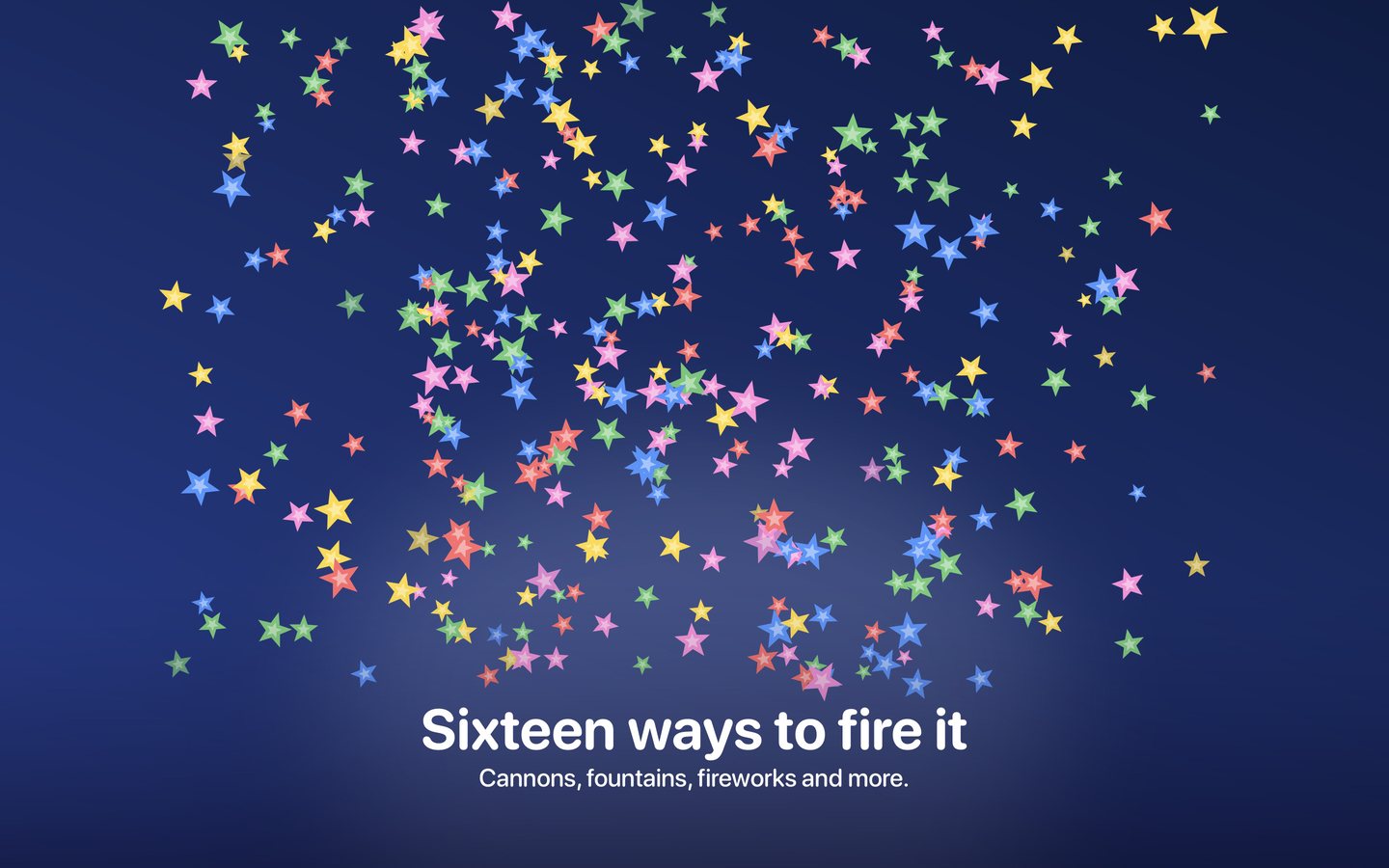 Colorful star confetti filling a Mac screen