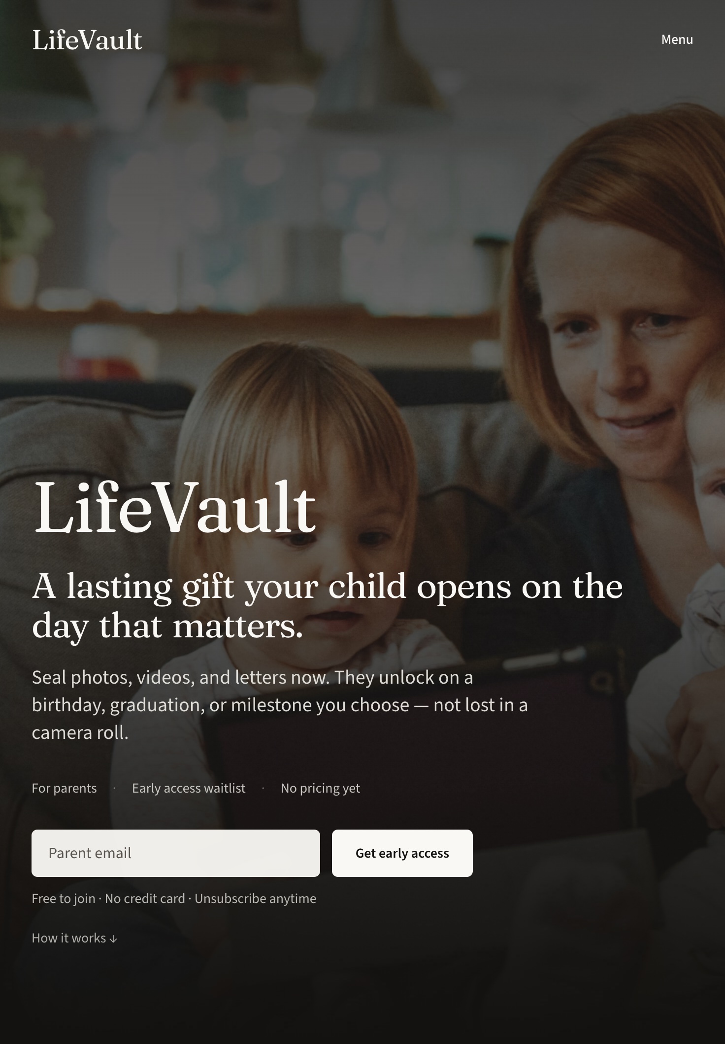 LifeVault — digital time capsules for parents, early access waitlist